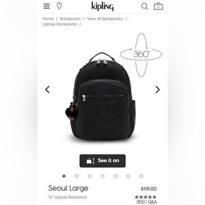 Kipling - Seoul Large 15” Laptop Backpack - Black